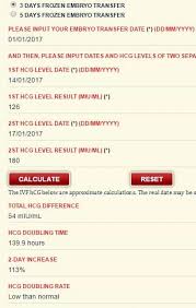 ivf hcg calculator ivf beta hcg levels including 3 days and