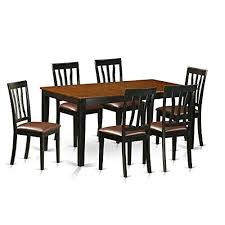 East West Furniture Nian7 Bch Lc 7 Piece Dining Table And 6 Solid Wood Chairs Set Kitchen Table Settings Wooden Dining Chairs Dining Table