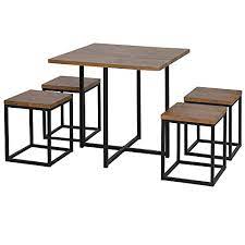 Stool table cap champagne original manufactured cork natural moulded novelty. Buy Homcom 5 Piece Dining Room Table Chair Set Square Board Steel Space Saving With Stools Walnut Wood Color Online In Taiwan B08gfgz8kf