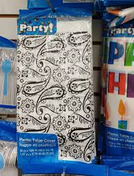 A leading supplier of tablecloths, table covers, ribbons, balloons, floralytes, sequins, tableware and so much more. Paisley Plastic Table Cover At Dollar Tree Stores Plastic Table Covers Dollar Tree Store Plastic Table