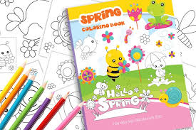 Hello spring coloring page with beautiful flowers. Hello Spring Coloring Book Coloring Pages Colouring