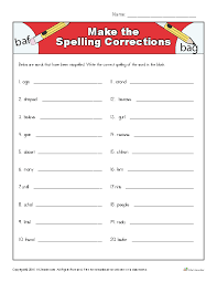Make The Spelling Corrections Correcting Proofing And Editing Spelling Worksheets Spelling Correction Grade Spelling