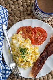 Breakfast Recipe Scrambled Eggs With Fresh Corn Goat Cheese Tomatoes Recipe Tomato Breakfast Recipe Breakfast Recipes Fresh Corn