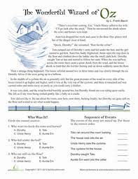 Whether you have a science buff or a harry potter fa. Reading Comprehension Wizard Of Oz Worksheet Education Com