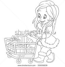Cute Cartoon Shopaholic Girl With A Shopping Cart Cute Cartoon Cartoon Clip Art Cartoons Vector