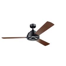 Presenting a beautiful design on the outside with a ceiling fan on the inside. Pinion 60 Fan Distressed Black Finish Auburn Stained Blades Kichler Lighting