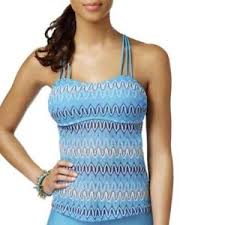 details about hula honey parisian blue festival dream chevron crochet tankini top large ocfo