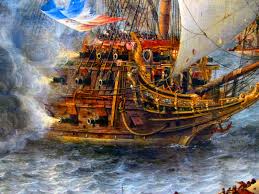 English Warship Engaging The Dutch During The Anglo Dutch War Old Sailing Ships Ship Paintings Sailing Ships