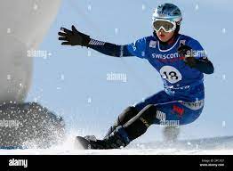 Tomoka Takeuchi of Japan races down the slope during the women's Parallel  Slalom at the FIS Snowboard World Championship in Arosa, Switzerland,  Wednesday, Jan. 17, 2007. Takeuchi placed 14th. (AP PhotoKeystone,  Alessandro