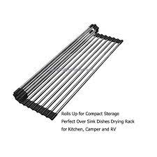 Keep your kitchen counters free while still washing the dishes. China Multipurpose 15 Tubes Stainless Steel Roll Up Dish Drying Rack Foldable Sink Dish Drainer China Stainless Steel Dish Drying Rack And Roll Up Dish Drying Rack Price
