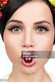 Girl And Cherries Stock Photo