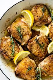 Easy Rosemary Lemon Chicken Thighs Simply Delicious Recipe Lemon Rosemary Chicken Lemon Chicken Thighs Chicken Thigh Recipes