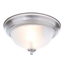 Ceiling light fixture with clear swirl hobnail glass. Hampton Bay 11 In 2 Light Brushed Nickel Flush Mount With Frosted Swirl Glass Shade Fzp8012a The Home Depot