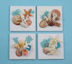 Decorating a bathroom starting with a theme makes it just plain easier to do. Seashell Wall Decor Shell Wall Art Beach Decor Set Of 4 Etsy Seashell Wall Decor Seashell Wall Art Sea Shell Decor