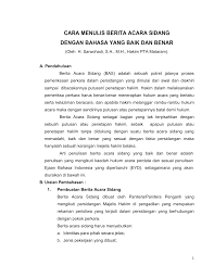 Cara Menulis Berita Acara Sidang Dengan Bahasa