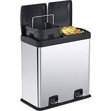 Because they vary from about 60 liters to. Buy Kitchen Trash Can 16 Gallon Dual Stainless Steel Trash Can Recycle Step Garbage Bin With Lid Double Compartment Large Garbage Can For Home Office By Steelgear Online In Turkey B08v1dl88v