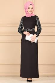 Modaselvim Elbise Kollari Payetli Tesettur Elbise 5660mp186 Siyah The Dress Elbise Moda Stilleri