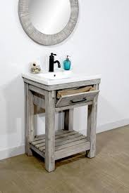 The solid wood hinges set it apart from other vanities. 24 Rustic Solid Fir Single Sink Bathroom Vanity With Ceramic Top In Gr Housetie