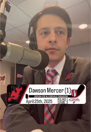 Here is Dawson Mercer’s @New Jersey Devils home playoff goal announcement  from round 1 game 3 of the 2025 Stanley Cup Playoffs against the Carolina  Hurricanes