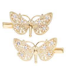 $5.00 (58% off) gold rectangle cut out hair clip. Gold Floral Butterfly Hair Clips 2 Pack Claire S Us