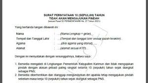 Surat pernyataan data diri pelamar. Contoh Surat Pernyataan 10 Tahun Tidak Akan Mengajukan Pindah Cpns 2021 Kabupaten Karimun Sijorikepri Sijori Kepri