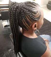 Thin And Thick Cornrows In A Ponytail Cornrow Ponytail Ghana Braids Ghana Braids Hairstyles