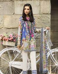 digital printed silky lawn suit in blue and white contrast fashion digital dress fashion central
