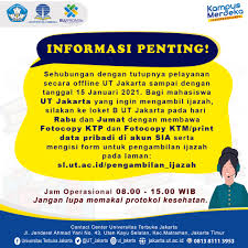 Nah, di postingan ini, indorsie akan memberikan informasi detil. Ut Jakarta A Twitter Hallo Sobatutjkt Bagi Mahasiswa Ut Jakarta Yang Ingin Mengambil Ijazah Silakan Ke Loket B Ut Jakarta Hanya Pada Hari Rabu Jumat Pada Pukul 08 00 15 00 Wib Dengan Membawa