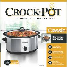 But lean cuts like rump roast or sirloin roast can also go while it's true that slow cookers won't produce a crispy exterior on a chicken or roast, that doesn't mean you shouldn't sear those items before putting. Crock Pot 7 Qt Manual Stainless Steel Slow Cooker With Glass Lid Scv700 Ss The Home Depot