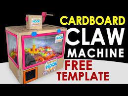Free Template How To Make Arcade Hook Game Diy Cardboard Claw Like Machine Youtube Diy Cardboard Cardboard Box Crafts Diy Gumball Machine