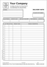 delivery note template excel