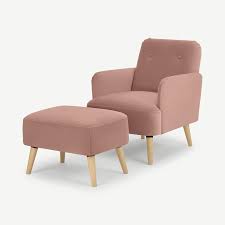Check spelling or type a new query. Numaonline Elvi Accent Armchair And Footstool Vintage Pink Velvet