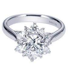 Floral Inspired Engagement Ring From Gabriel Co Flower Star Ring Engagement Engagement Ring Shapes Flower Engagement Ring