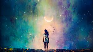 .when i'm feeling sad i simply remember my favorite things. Alone Full Moon Girl Sad Sky Wallpaper Background Image Ubackground Com