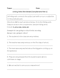 Linking Verbs And Complements Worksheet Linking Verbs Verb Worksheets Linking Verbs Worksheet