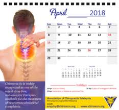 Calendar for april 2018 (malaysia). 2018 Desk Calendar Design With Better Spine Better Health With Chiropractic 59 Calendar Designs For Association Of Chiropractic Malaysia