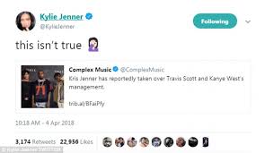 14 tweet stating, meeting with trav tonight bet it never be a checks over stripes line again on a trav song on donda. he's not being petty, kylie wrote back. Kylie Jenner Slams Claim Kris Is Guiding Travis Scott And Kanye West Daily Mail Online