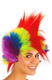 Tagli capelli ricci 2022 corti, medi, lunghi: Parrucca Da Clown O Punk Multicolore Liscia Capelli Sparati