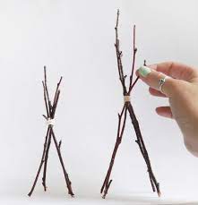Making an outdoor teepee is a fun and easy project that will provide a natural play area for your make a circle: Diy Twig Tabletop Teepees Tribal Baby Shower Boho Baby Shower Diy Twig