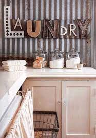 Corrugated Metal Wall In The Laundry Room Home Tour Of Lisa Souers Laundry Room Decor Cheap Home Decor Laundry Room
