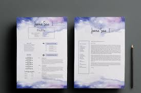 It comes with a background graphic that fills a quarter of the page. Creative Cv Template Cover Letter Template Watercolor Background By Chic Templates Thehungryjpeg Com