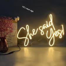 The neon lighting is usually customized into various shapes and sizes in long glass tubes to achieve various signs. Neon Sign She Said Yes Neon Sign Neon Wall Decor Wedding Neon Light Sign Led Neon Sign Neon Sign Neon Light Sign For Wall Home Living Wall Hangings Jewellerymilad Com