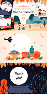 Korean Holiday Chuseok Vector Art In 2020 Hand Drawn Vector Illustrations Korean Holidays Art