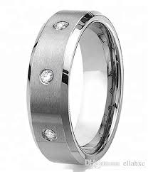 8mm Men And Women Three Diamond Mens Tungsten Carbide Ring Wedding Band Grooves
