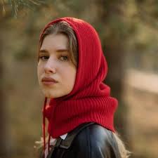 Chunky Knit Pure Merino Wool Women Hooded Balaclava Hat, Woolen Warm  Stylish Dark Blue Neck Warmer, Merino Knitted Hood Cowl With Strings