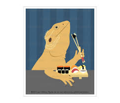 15r Sushi Art Print Bearded Dragon Eating Sushi Wall Art Etsy Sushi Art Print Art Prints Animal Drawings