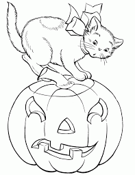 Halloween cats halloween witch with a cat. Cute Cat With Pumpkin Halloween Coloring Pages Halloween Coloring Home