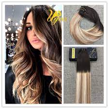 Remy Clip In Human Hair Extensions Balayage Ombre Hair Clips 8 24 Light Blonde Ugea Balayage Brown Ombre Hair Human Hair Extensions Brown To Blonde