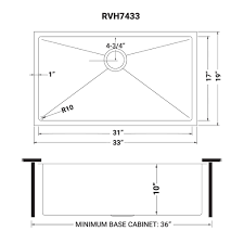 Garbage disposal single bowl kitchen sink plumbing diagram. 33 Inch Undermount 16 Gauge Tight Radius Large Kitchen Sink Stainless Steel Single Bowl Ruvati Usa
