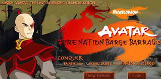 Avatar Fire Nation Barge Barrage Game Online Fire Nation Avatar Online Games For Kids